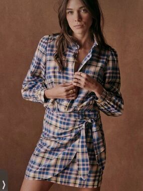 Sezane Capri Dress in a check print Size 36/4 New With Tags